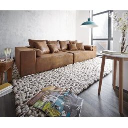 DELIFE Big-Sofa Marbeya 285x115 cm Braun Antik Optik mit 10 Kissen, Big Sofas