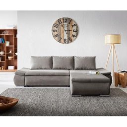DELIFE Eckcouch Abilene 260x175 cm Khakibraun Schlaffunktion Ottomane variabel, Schlafsofas