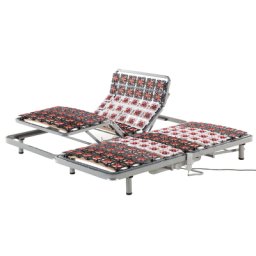 Doppelter Lattenrost Birkenholz Metall Birkenholz Kunstoff 2x 90x200 cm elektrisch verstellbar je nach 4 Verstellpunkte 2x 26 Leisten
