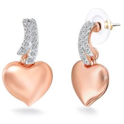 Lulu & Jane Ohrhänger Herz Metall-Legierung verziert mit Kristallen von Swarovski® in Roségold/Silber Ohrringe Damen