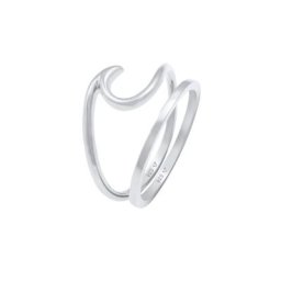 Elli Elli Ring 2er Set Wave Welle Bandring Basic 925 Silber Ringe Damen
