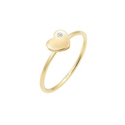 Elli DIAMONDS Elli DIAMONDS Ring Bandring Herz Diamant (0.015 ct.)Love 375 Gelbgold Ringe Damen