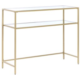 Konsolentisch Gold / Transparent Gehärtetes Glas/Eisen 2 Fächer Rechteckig Wohnzimmer Flur Schlafzimmer im Glamour Stil