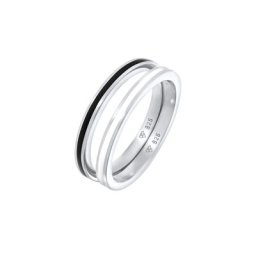 Elli Elli Ring Bandring Basic Emaille 2er Set 925 Silber Ringe Damen