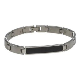 Jacques Charrel Armband Gliederarmband, Mittelteil mit gemusterter Einlage, Edelstahl Armbänder & Armreife Silber Herren