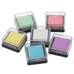 folia Stempelkissen-Set Pastell, 2,4 x 2,4 cm, 6 Stück