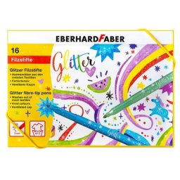 Glitzer-Filzstifte, bunt + pastell, 16 Stück
