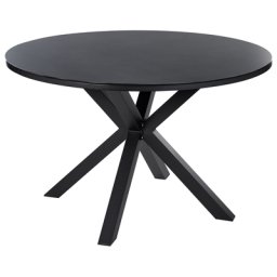 Gartentisch Grau und Schwarz Aluminium ⌀ 120 cm für 4 Personen Keramikglasplatte Rund X-Beine Outdoor Terrasse Balkon Möbel Garten Ausstattung