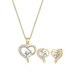 Elli Elli Schmuckset Herz Kristalle Edel 925 Silber Schmuck-Set Damen