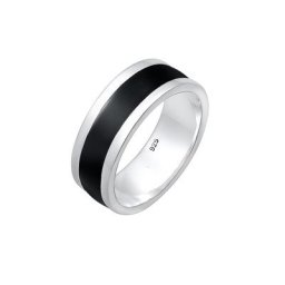 KUZZOI KUZZOI Ring Herren Bandring Basic Geo Emaille Casual 925 Silber Herrenschmuck