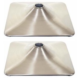 2er-Set Fußteller Fußplatte Fuß für Barhocker Barstuhl Drehstuhl Esszimmerstuhl, rechteckig Metall gebürstet Ø 37,5cm ~ Variantenangebot