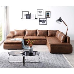DELIFE Wohnlandschaft Abilene 325x230 cm Braun Schlaffunktion Ottomane variabel, Wohnlandschaften