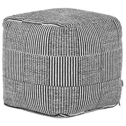 Pouf Schwarz Weiß aus Baumwolle 40 x 40 x 40 cm Quadratisch Streifen Muster Modernes Sitzkissen für Wohnzimmer Kinderzimmer Flur