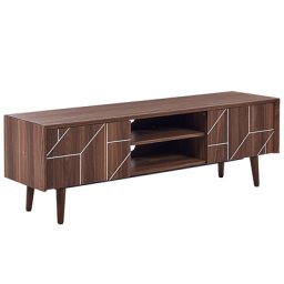 TV-Schrank Dunkler Holzfarbton Faserplatte Holz 51 x 150 x 39 cm Stylisch Funktional Praktisch Modern Viel Stauraum Wohnzimmer