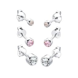 Elli Elli Ohrringe 3er Set Basic Kristalle 925 Silber Damen