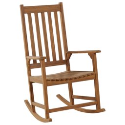 Schaukelstuhl Helles Holz aus Akazienholz Rustikal Indoor Outdoor Innen und Außenbereich Schwingstuhl für Garten Balkon Terasse