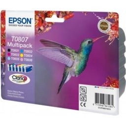 Epson T0807 / C 13 T 08074011 Tintenpatrone schwarz cyan magenta yellow photocyan photomagenta original