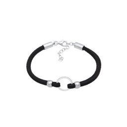 Elli Elli Armband Synthetisch Leder Schwarz Kreis Trend 925 Silber Armbänder & Armreife Damen