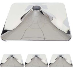 4er-Set Fußteller Fußplatte Fuß für Barhocker Barstuhl Drehstuhl Esszimmerstuhl, rechteckig chrom Ø 37,5cm ~ Variantenangebot