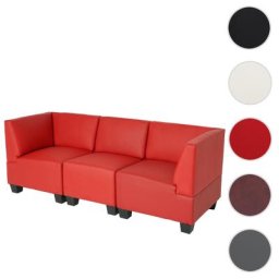 Modular 3-Sitzer Sofa Couch Lyon, Kunstleder, hohe Armlehnen ~ Variantenangebot