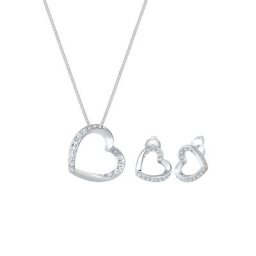 Elli PREMIUM Elli PREMIUM Schmuckset Herz Verbundenheit Kristalle Silber Schmuck-Set Damen