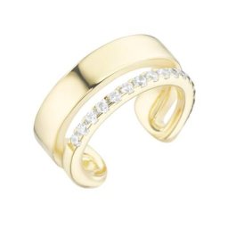 Smart Jewel Ohrklemme 2-reihig, Zirkonia Steine, Silber 925 Ohrringe Gold Damen
