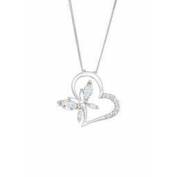 Elli Elli Halskette Herz Schmetterling Zirkonia 925 Silber Noble Ketten Damen
