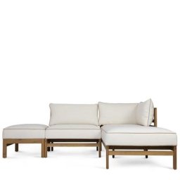 Ecksofa links BAYSIDE - Garten-Ecksofa rechts, Stoff in Cremeweiß & Holz