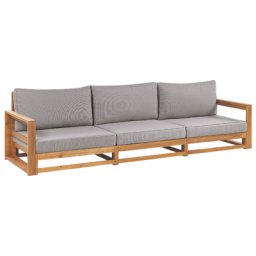Gartensofa Hellbraun Akazienholz Auflagen Taupe 3-Sitzer Sofa Retro Landhaus Stil Terrasse Outdoor Außenbereich