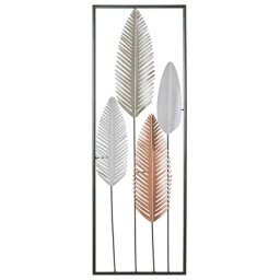 Wanddekoration Gold/Silber aus Metall Blätterform mit Ramen 31x4x90 Modernes Design, Trendy, Wohnzimmer, Flur