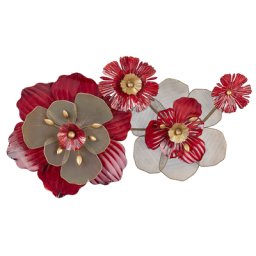 Wanddekoration Rot und Gold Eisen Blumen Einteilig Handgemacht Modern Wandobjekt Wanddeko für Schlafzimmer Wohnzimmer Flur Küche Esszimmer