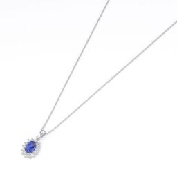 Smart Jewel Kette farbiger Stein und Zirkonia Steine, Silber 925 Ketten Blau Damen