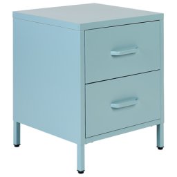 Nachttisch Hellblau Metall mit 2 Schubladen und 2 Griffen Wohnzimmer Schlafzimmer Kinderzimmer Jugendzimmer Flur