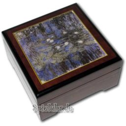 Holz Bildlackschatulle Schmuckkästchen Seerosen von Monet, mit Spieluhr