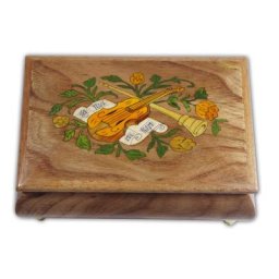 Schmuckschatulle Holz Intarsie Instrumente