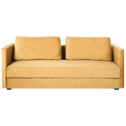 Sofa Samt gelb Polsterbezug 3-Sitzer Schlaffunktion Skandinavisch Wohnzimmer