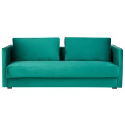 Sofa Samt grün Polsterbezug 3-Sitzer Schlaffunktion Skandinavisch Wohnzimmer