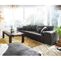 DELIFE Big-Sofa Marbeya 285x115 cm Anthrazit Antik Optik 10 Kissen, Big Sofas