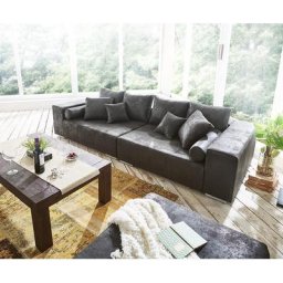 DELIFE Big-Sofa Marbeya 285x115 cm Anthrazit Antik Optik Hocker, Big Sofas