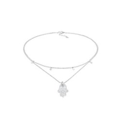 Elli Elli Halskette Choker Plättchen Fatimas Hand Zirkonia 925 Silber Ketten Damen