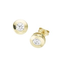 Luigi Merano Ohrstecker runde Form mit Zirkonia, Gold 375 Ohrringe Weiss Damen