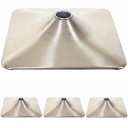 4er-Set Fußteller Fußplatte Fuß für Barhocker Barstuhl Drehstuhl Esszimmerstuhl, rechteckig Metall gebürstet Ø 37,5cm ~ Variantenangebot