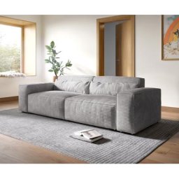 DELIFE Big-Sofa Sirpio XL 270x130 cm Cord Silbergrau, Big Sofas