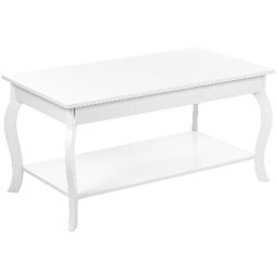 Couchtisch Weiß MDF- und Faserplatte 55 x 100 cm mit Ablage Rechteckig Retro Klassisch Salon Wohnzimmer Diele Flur Esszimmer Schlafzimmer Möbel