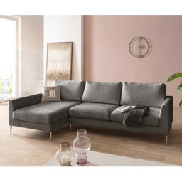 DELIFE Ecksofa Marla 285x140 cm Chenille Taupe Recamiere links, Ecksofas