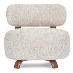 Sessel PLATON - Sessel, Tweed in Beige & Wallnussholz, Ø75