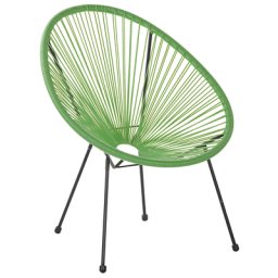 Balkonstuhl Grün Polyrattan Spaghetti-Optik Modern Mexikanischer Stil Outdoor Balkon Terrasse Garten Möbel