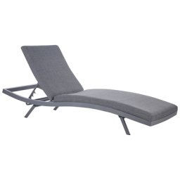 Gartenliege Grau Aluminium mit Bespannung Dunkelgrau Stoff Verstellbares Kopfteil Modern Outdoor Terrasse Balkon Außenbereich Ausstattung