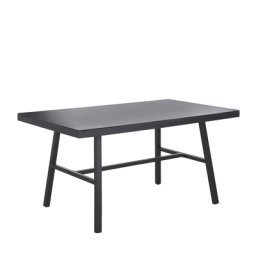 Gartentisch Schwarz Aluminium 150x90 cm für 4 Personen Glasplatte in Steinoptik rechteckig Outdoor Terrasse Balkon Möbel