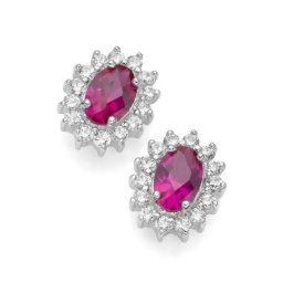 Smart Jewel Ohrstecker elegant, farbige Steine und weiße Zirkonia, Silber 925 Ohrringe Rot Damen